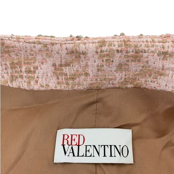 Red Valentino Metallic Textured Boucle Peplum Jacket Shimmer Pink Tan IT 44 US 6 - Picture 8 of 14